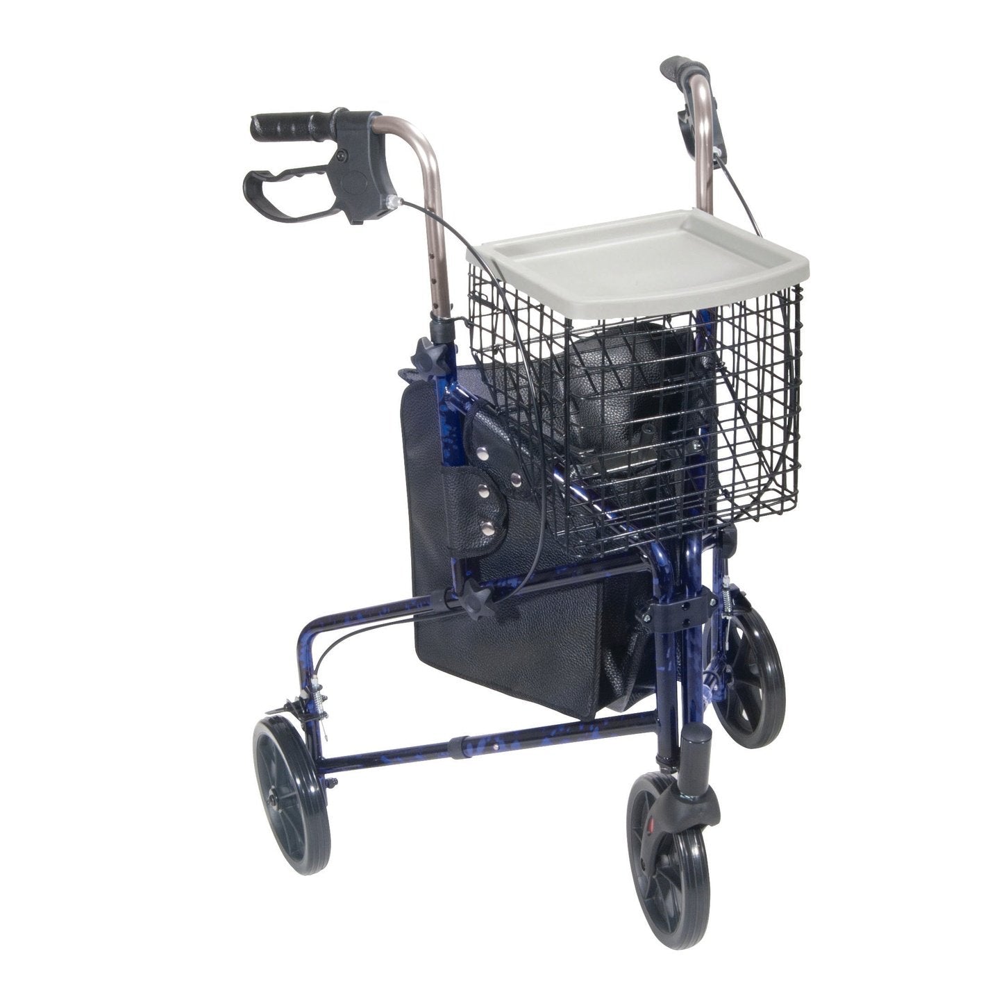 Rollator 3-Wheeled with Pouch and Basket