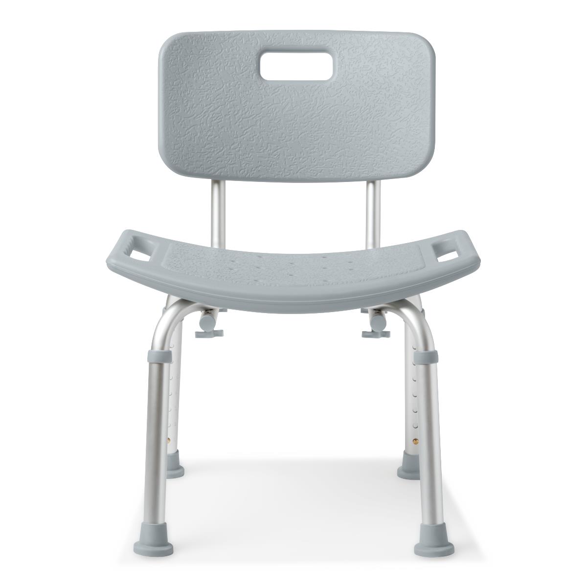 Medline Aluminum Shower Chair with Back – Adjustable Height, Non-Slip Feet