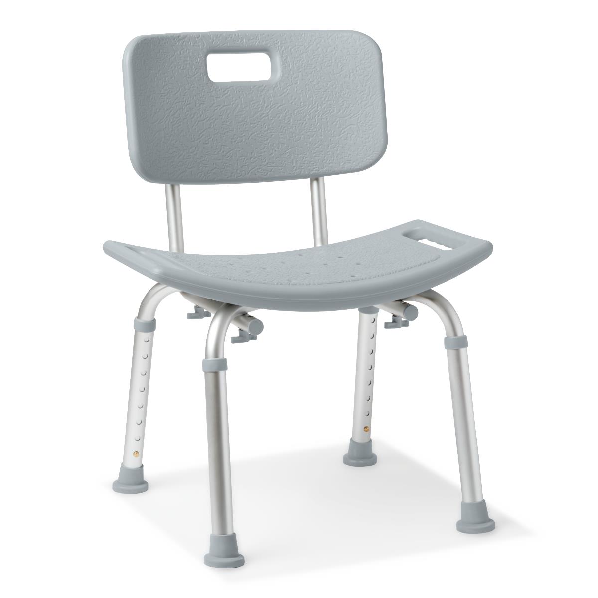 Medline Aluminum Shower Chair with Back – Adjustable Height, Non-Slip Feet