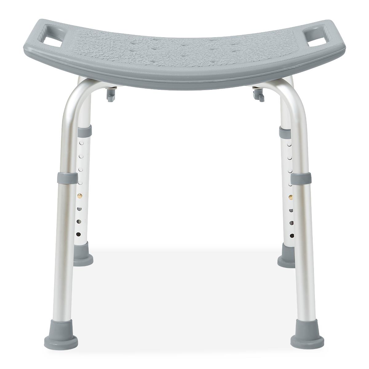 Medline Shower Chair Without Back – Adjustable Height, Slip-Resistant Feet