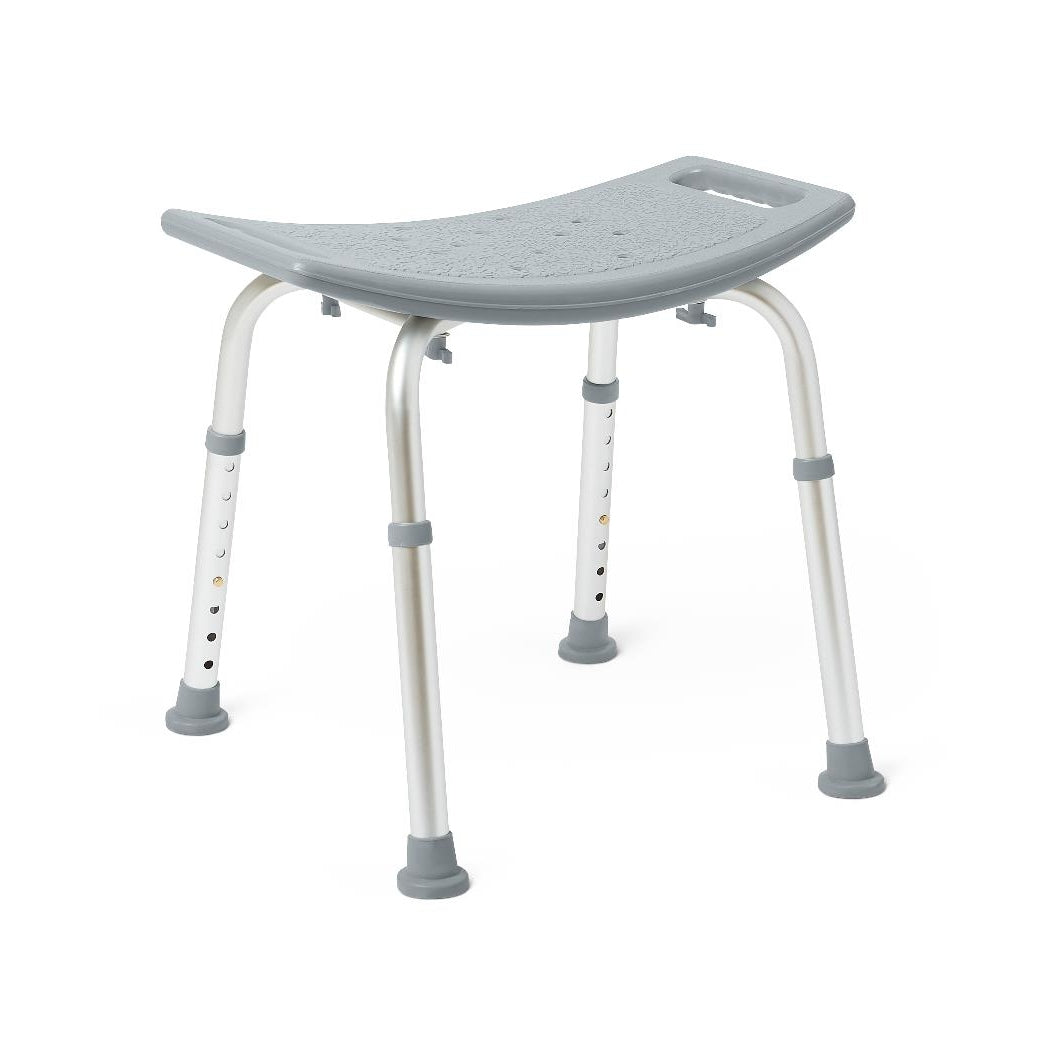 Medline Shower Chair Without Back – Adjustable Height, Slip-Resistant Feet